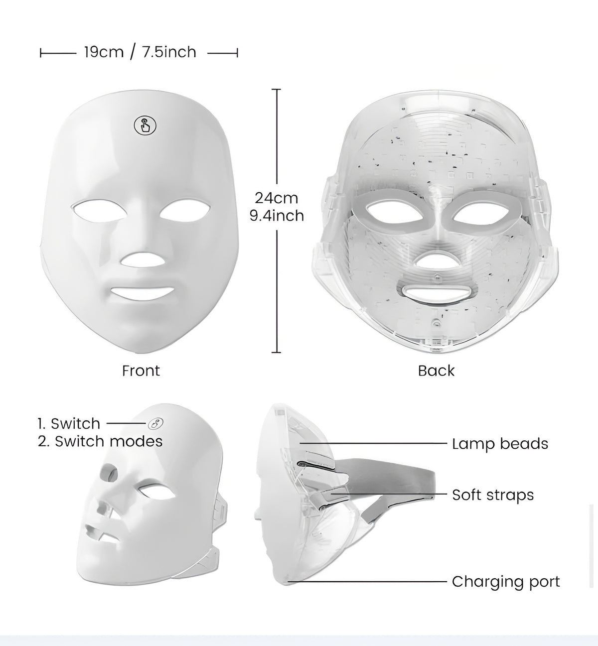 PrimeLux Radiance LED Face Mask – 7 Light Modes