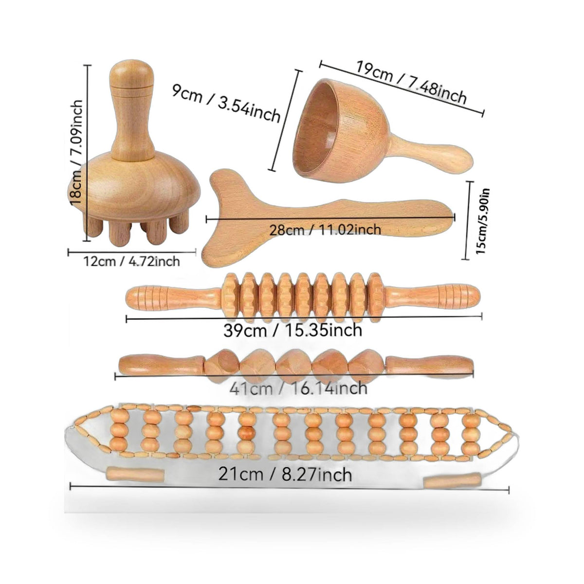 PrimeLux Wooden Full-Body Massage Set