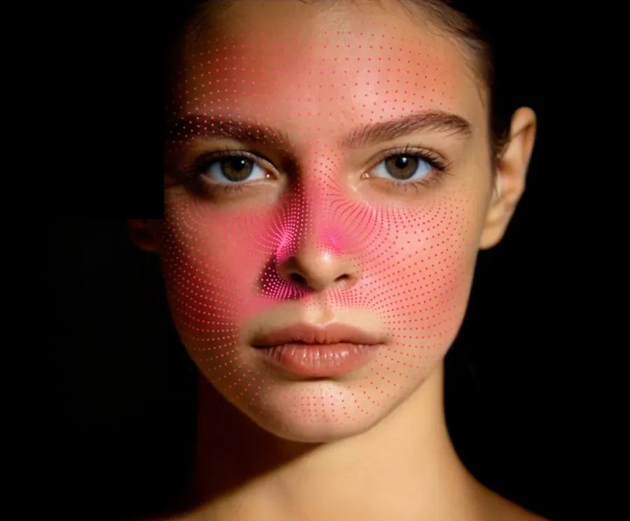 Lumière LED mask even light coverage on face