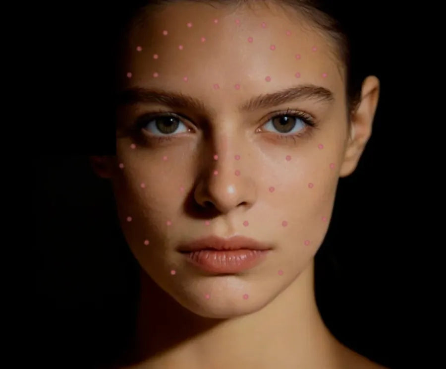 Ordinary LED mask light coverage on face
